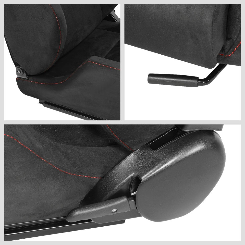 J2 J2-RS-003-BK Reclineable Racing Seat w/Slider Black/Red/White J2-RS-003-BK