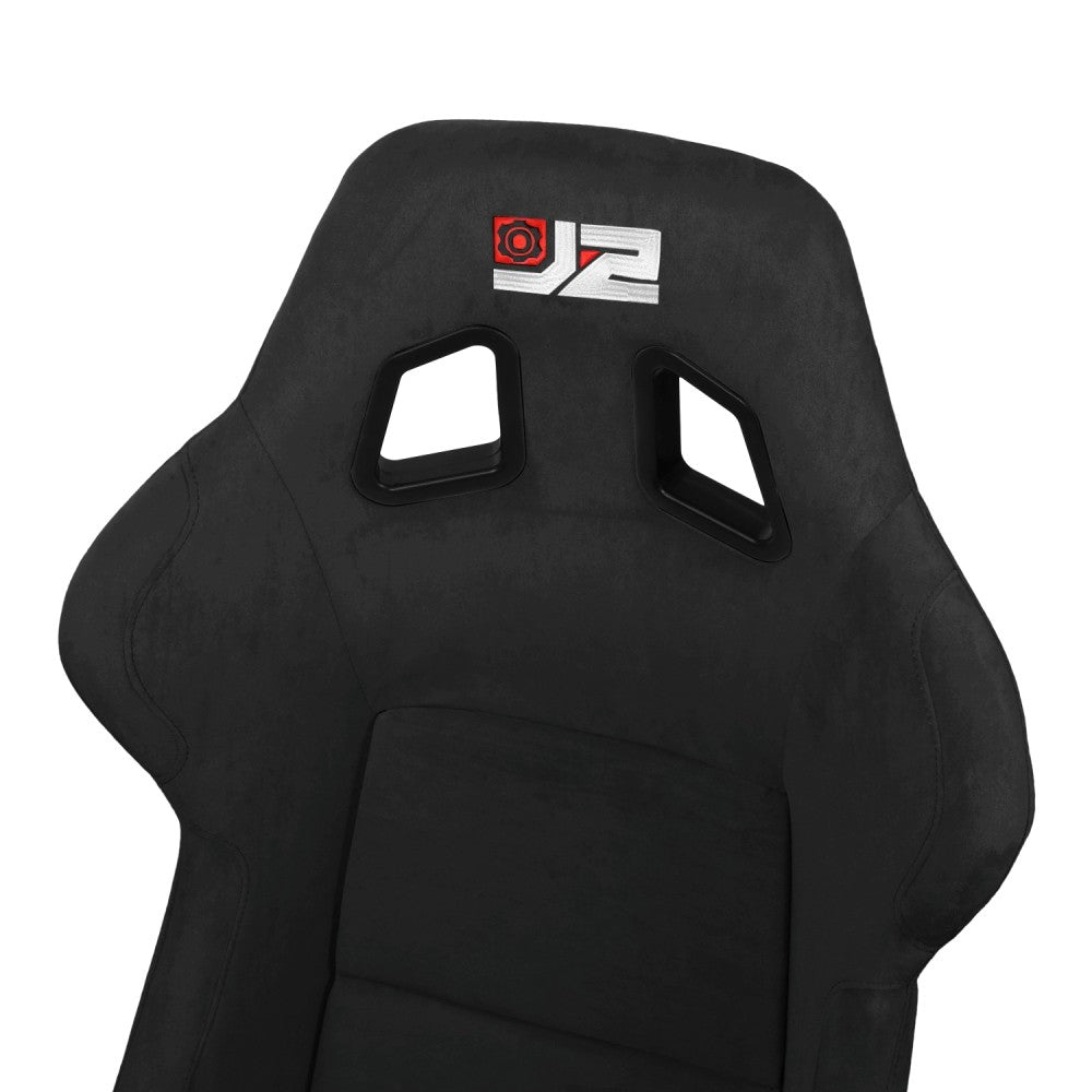 J2 J2-RS-004-BK Large Fixed Position Bucket Racing Seat w/Slider Black J2-RS-004-BK