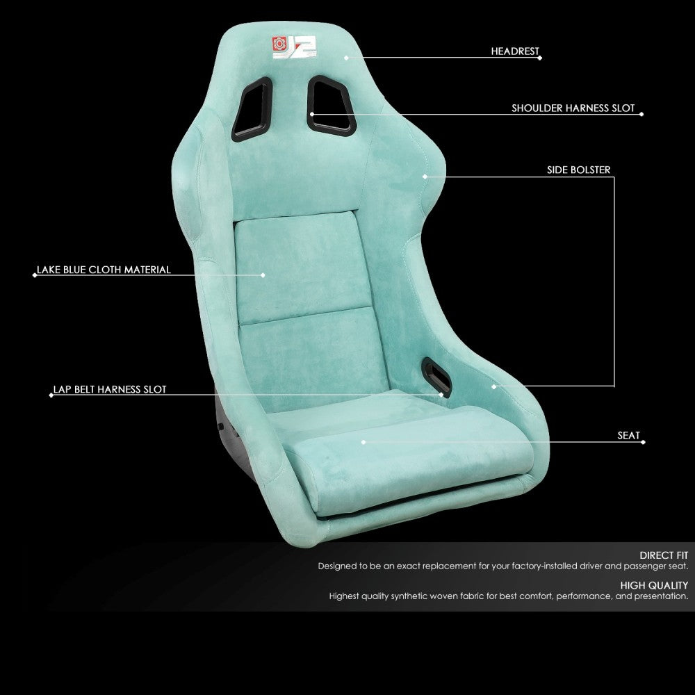 J2 J2-RS-004-LB Large Fixed Bucket Racing Seat w/Slider Lake Blue J2-RS-004-LB