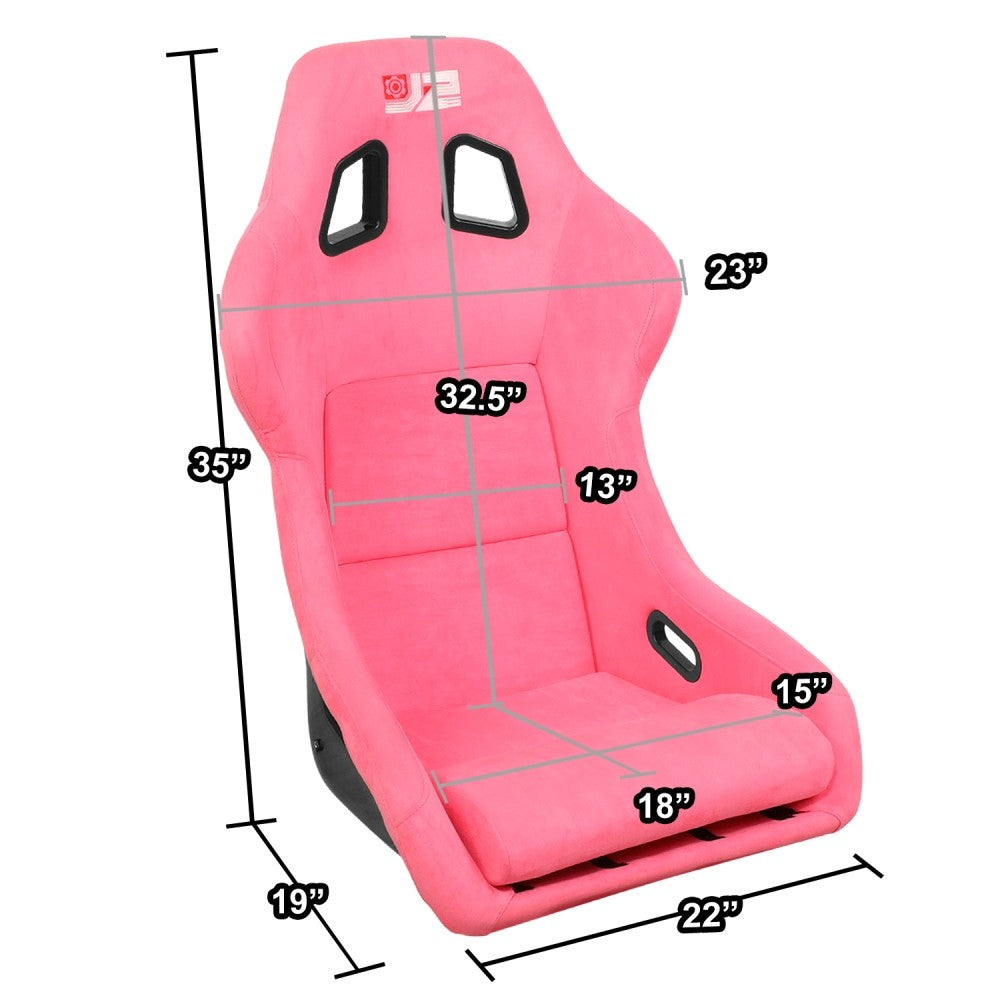 J2 J2-RS-004-PK Large Fixed Position Bucket Racing Seat w/Slider Pink J2-RS-004-PK