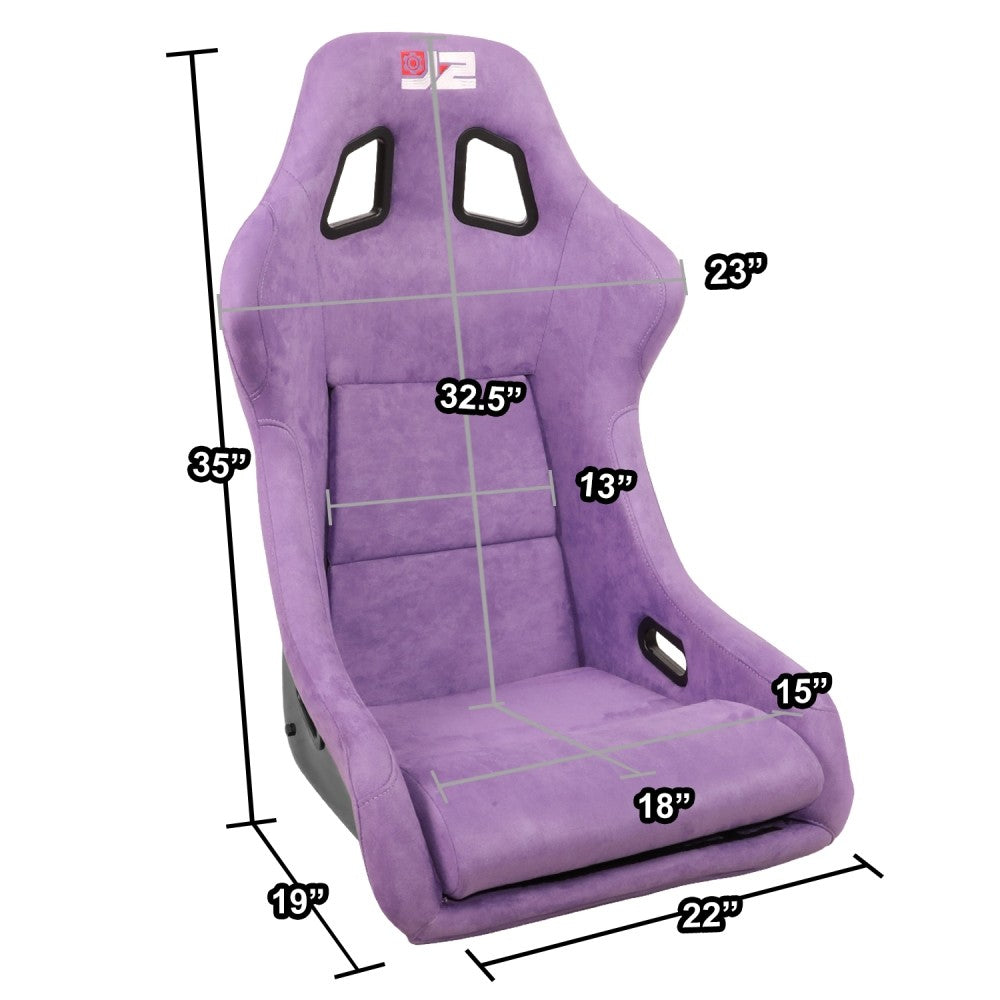 J2 J2-RS-004-PP Large Fixed Bucket Racing Seat w/Slider Purple J2-RS-004-PP