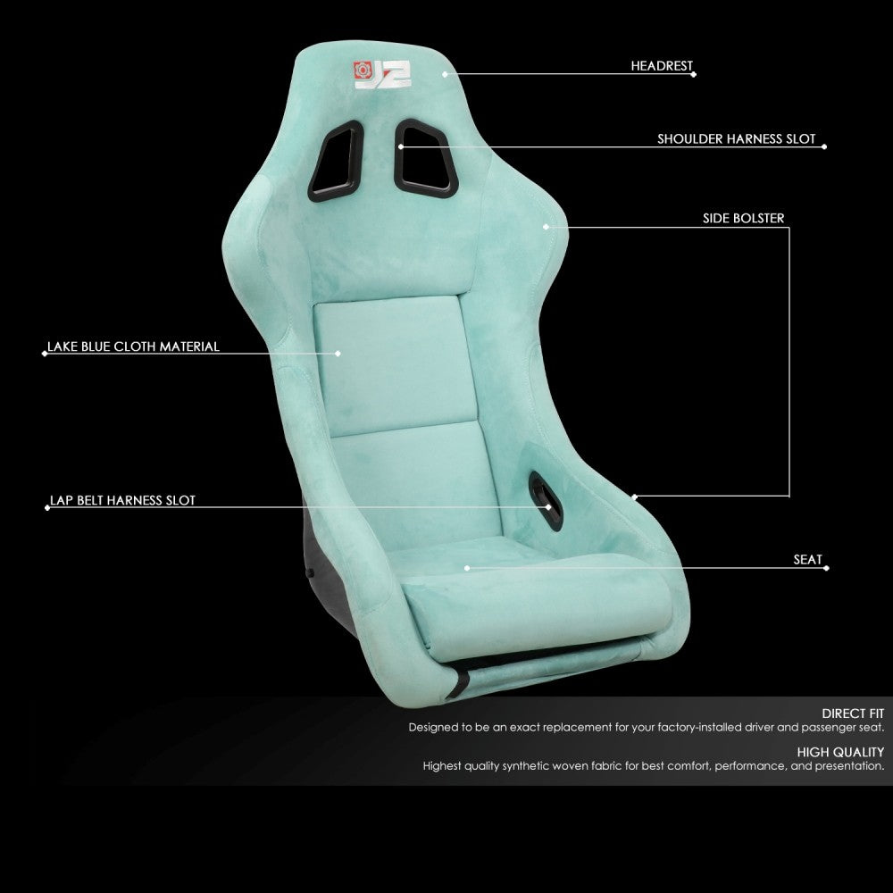 J2 J2-RS-005-LB Medium Fixed Bucket Racing Seat w/Slider Lake Blue J2-RS-005-LB