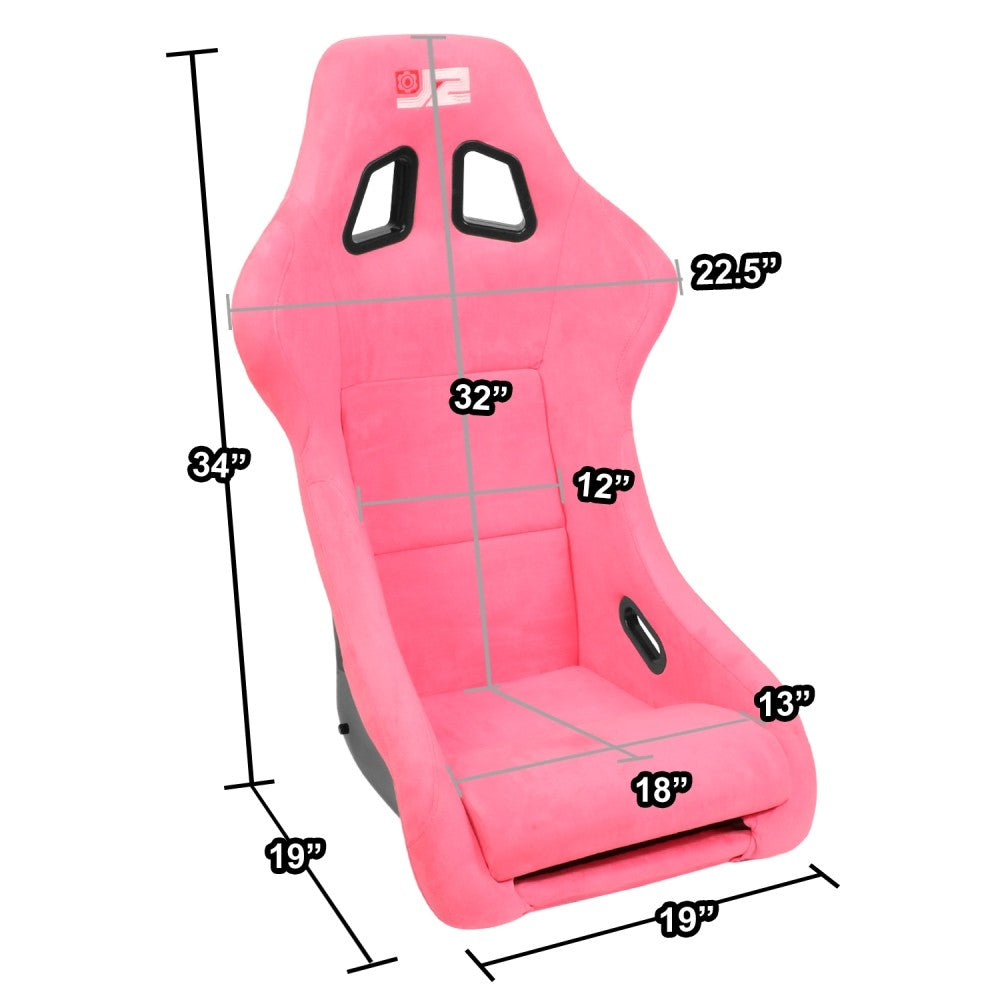 J2 J2-RS-005-PK Medium Fixed Position Bucket Racing Seat w/Slider Pink J2-RS-005-PK