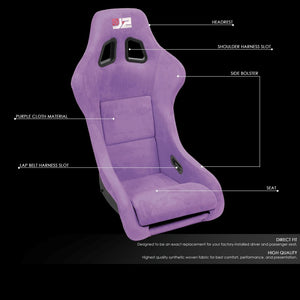 J2 J2-RS-005-PP Medium Fixed Bucket Racing Seat w/Slider Purple J2-RS-005-PP