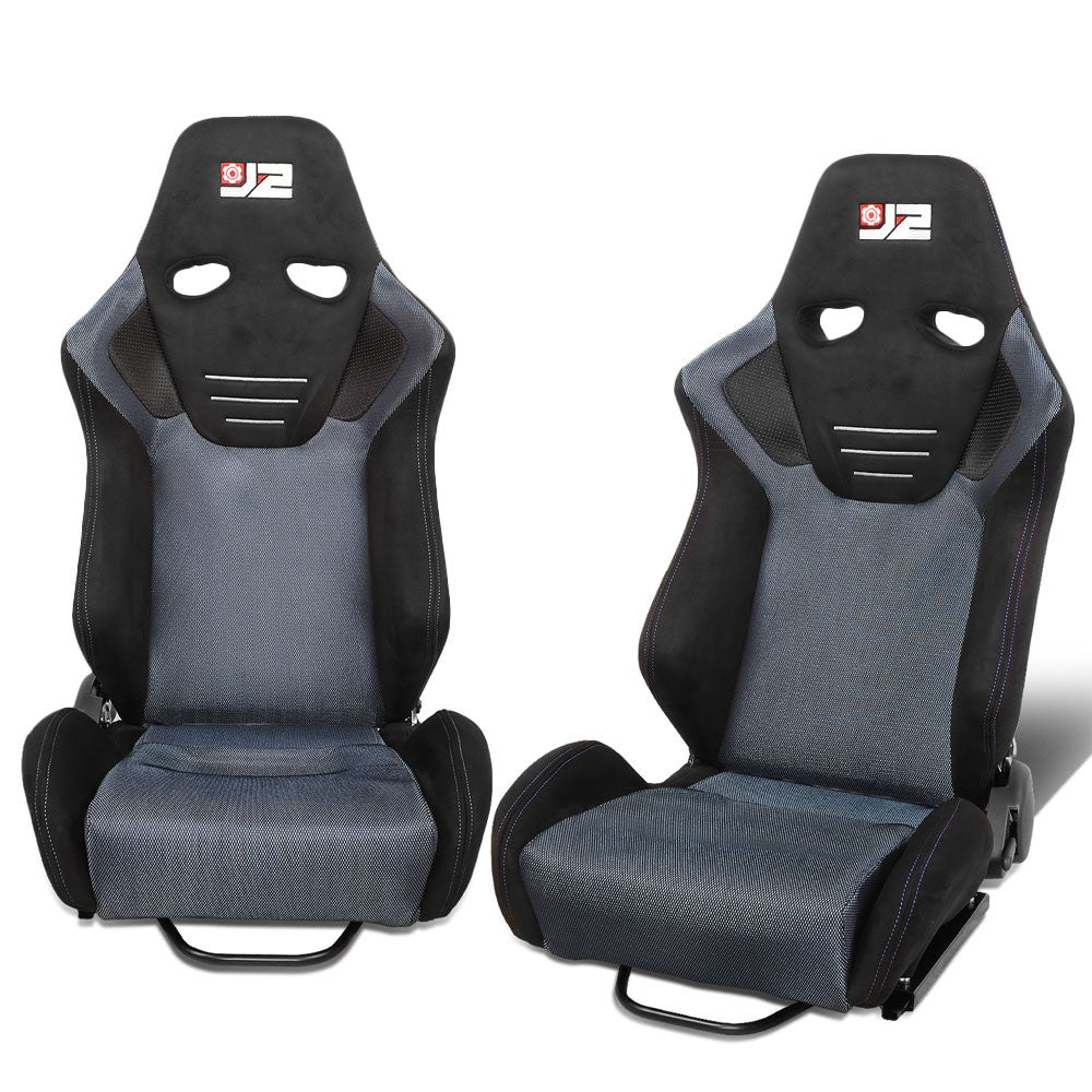 J2 J2-RS-006-BL Reclineable Racing Seat w/Slider Black/Red J2-RS-006-BL