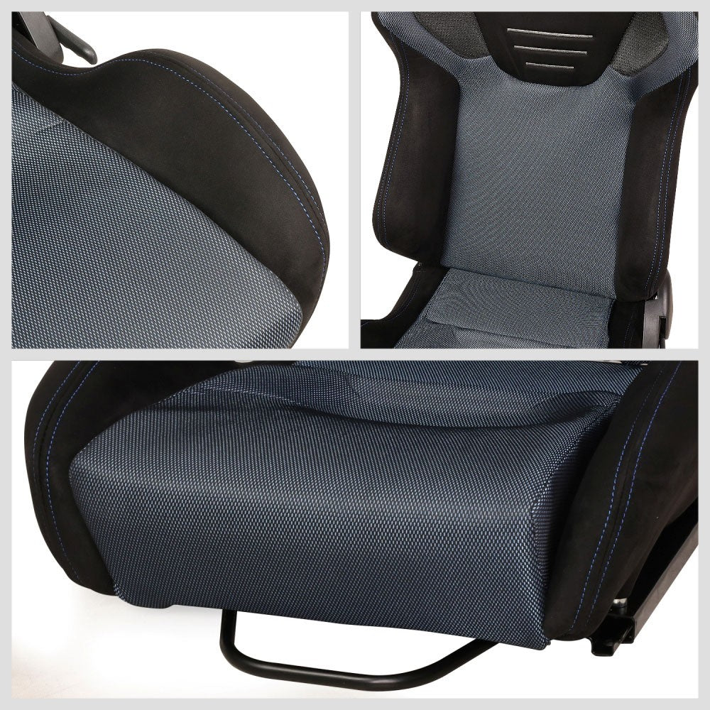 J2 J2-RS-006-BL Reclineable Racing Seat w/Slider Black/Red J2-RS-006-BL