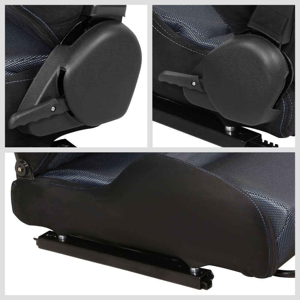 J2 J2-RS-006-BL Reclineable Racing Seat w/Slider Black/Red J2-RS-006-BL