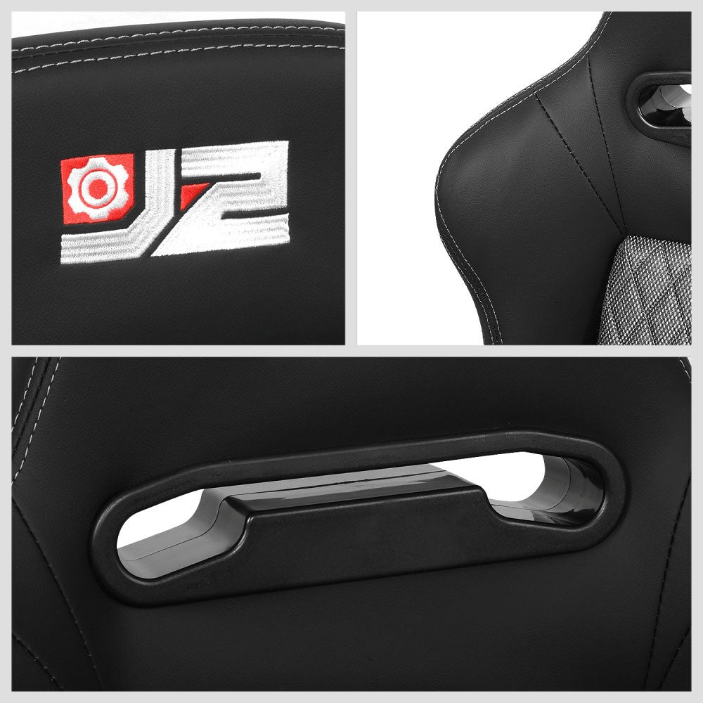 J2 J2-RS-006-GY Reclineable Racing Seat w/Slider Black/Grey J2-RS-006-GY