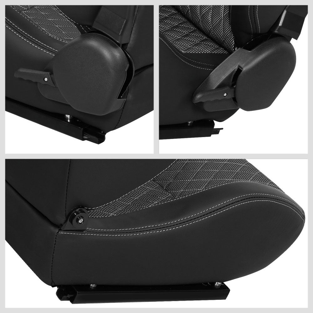J2 J2-RS-006-GY Reclineable Racing Seat w/Slider Black/Grey J2-RS-006-GY