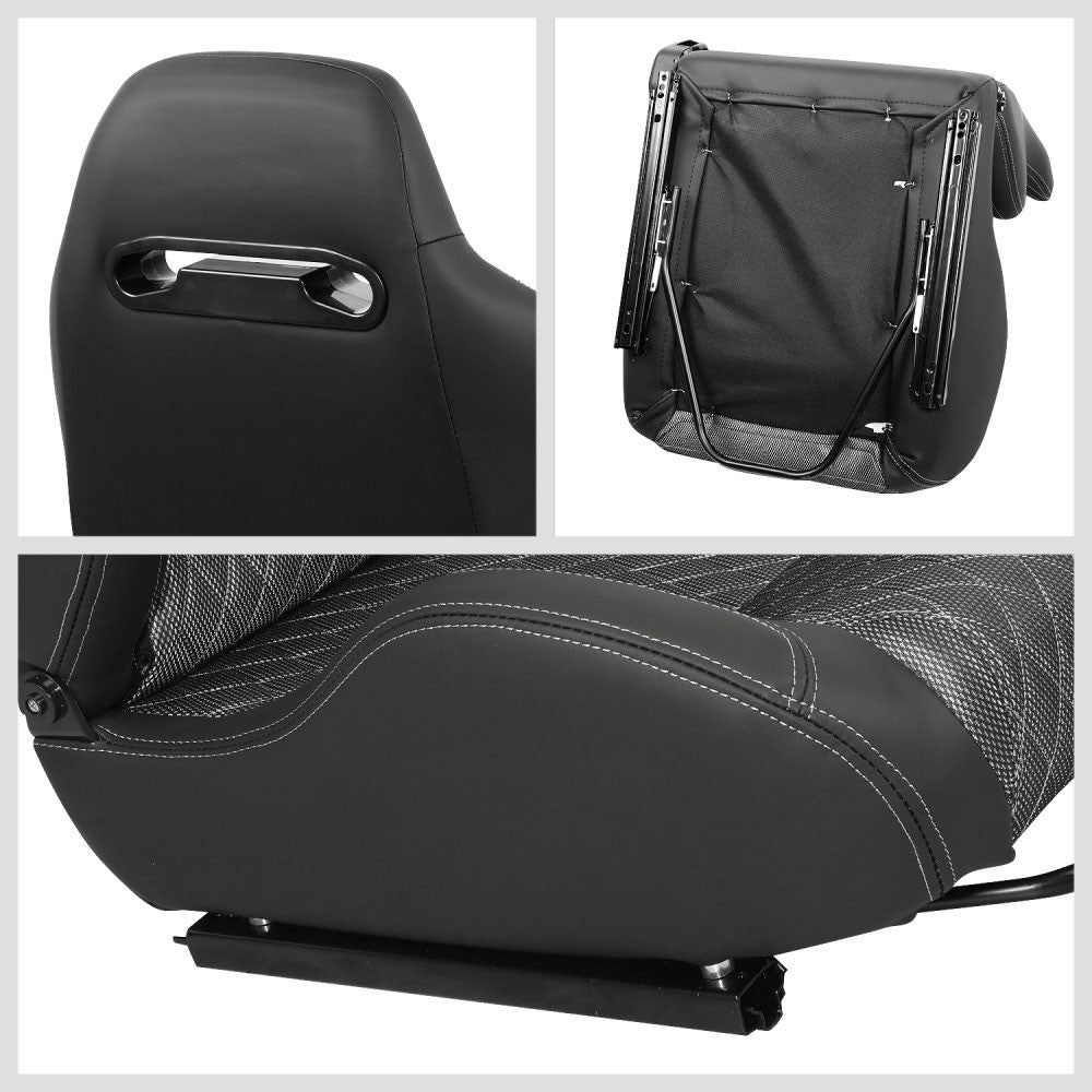J2 J2-RS-006-GY Reclineable Racing Seat w/Slider Black/Grey J2-RS-006-GY