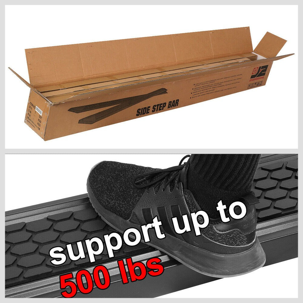 Black J2 Honeycomb Pad Running Board Nerf Bar 07-18 Silverado 1500 Crew Cab J2-STEPB-ZTL-8252-SSBK