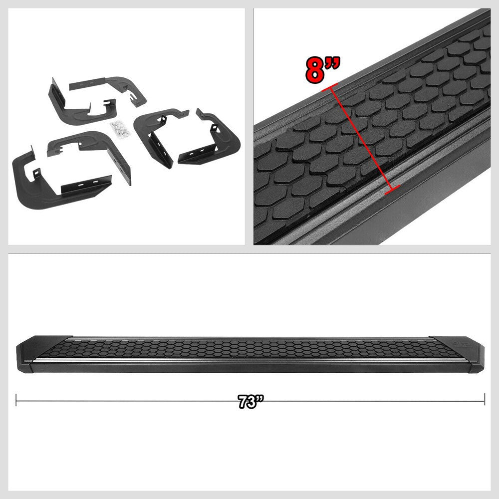 Black J2 Honeycomb Pad Running Board Nerf Bar 07-18 Sierra 1500 Extended Cab J2-STEPB-ZTL-8253-SSBK