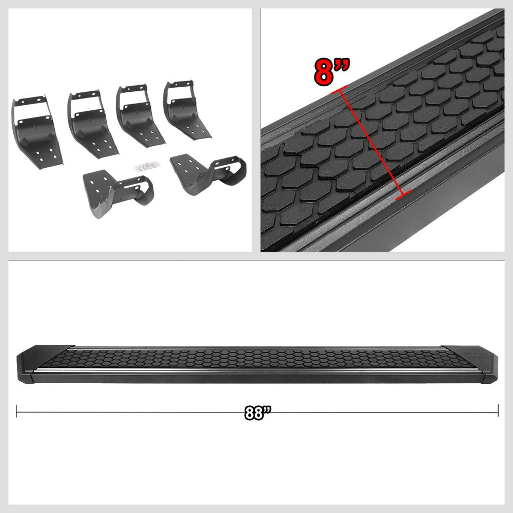 Black J2 Honeycomb Pad Running Board Nerf Bar 15+ F150 P552 P702 Crew Cab J2-STEPB-ZTL-8255-SSBK