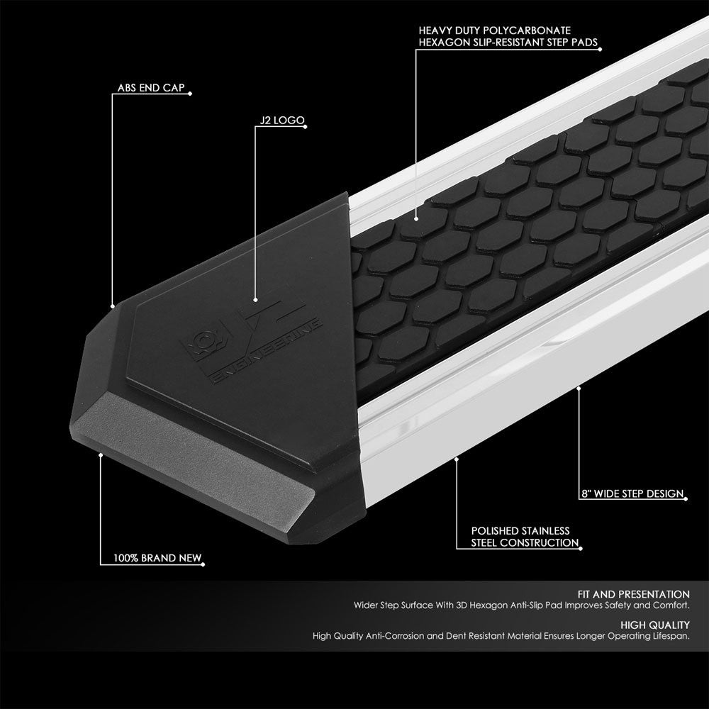 Metal J2 Honeycomb Pad Running Board Nerf Bar 15+ F150 P552 P702 Crew Cab J2-STEPB-ZTL-8255-SS