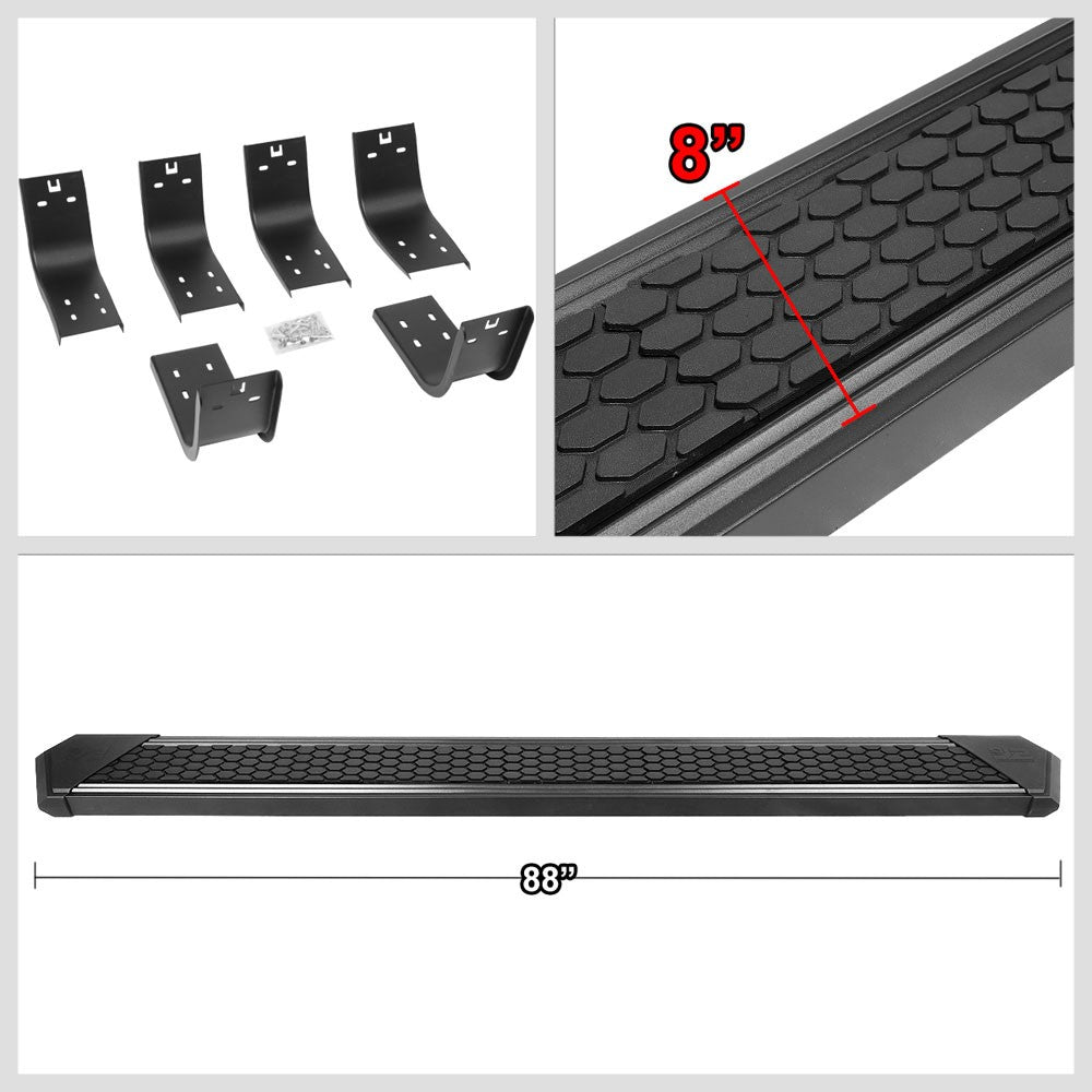 Black J2 Honeycomb Pad Running Board Nerf Bar 09-18 Ram/19+ Classic Crew Cab J2-STEPB-ZTL-8257-SSBK