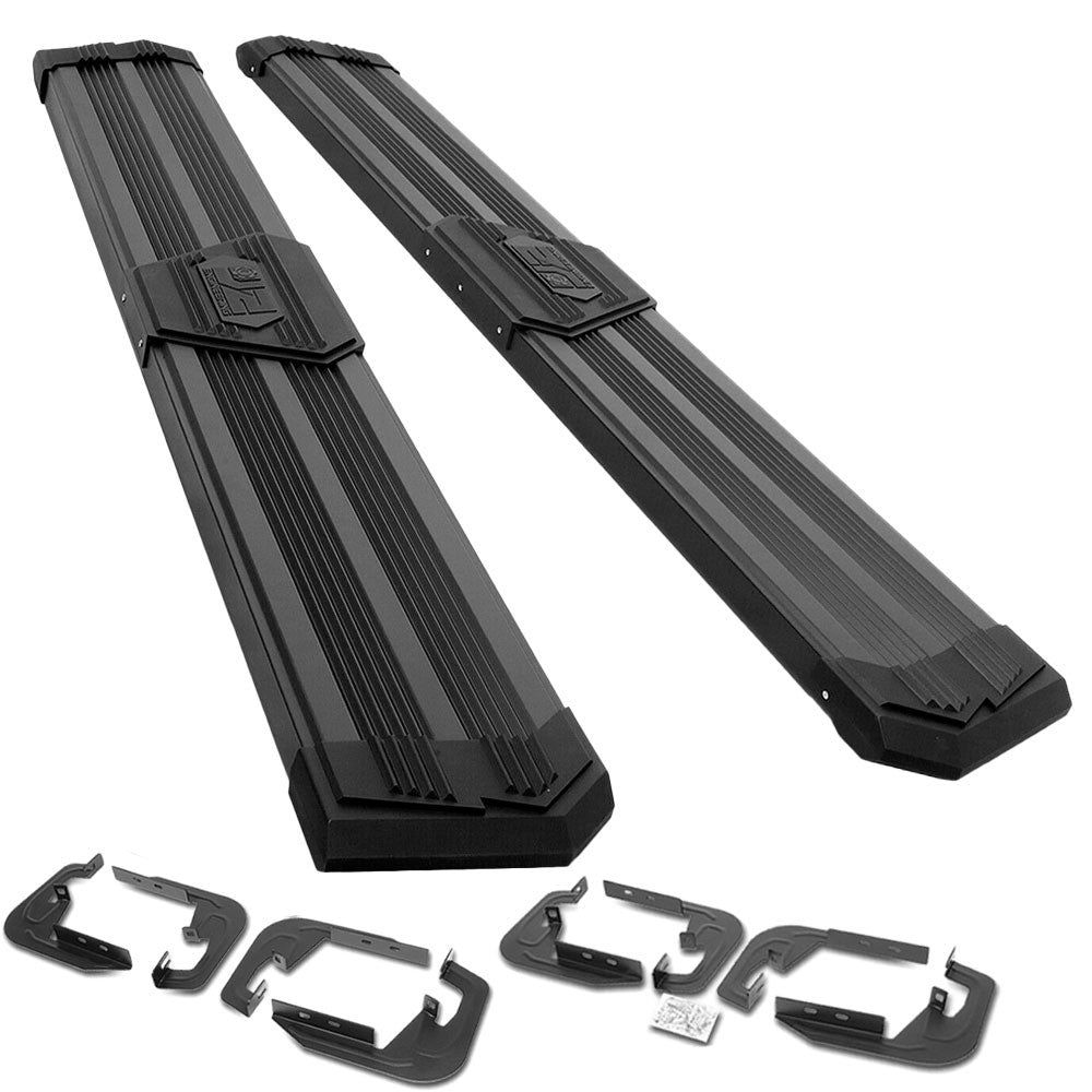 Black J2 Wide Pleated Running Board Nerf Bar 07-18 Silverado 1500 Crew Cab J2-STEPB-ZTL-8259-SSBK