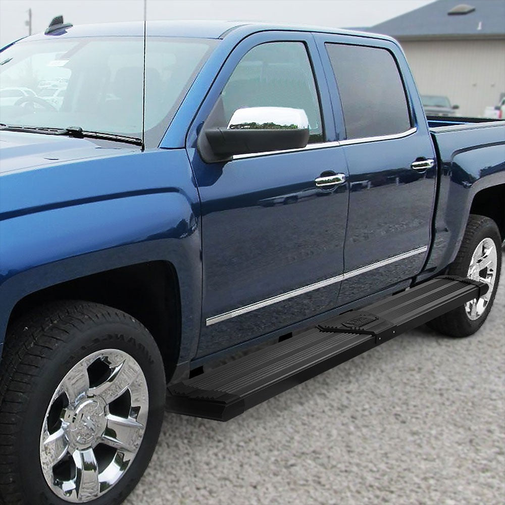 Black J2 Wide Pleated Running Board Nerf Bar 07-18 Silverado 1500 Crew Cab J2-STEPB-ZTL-8259-SSBK