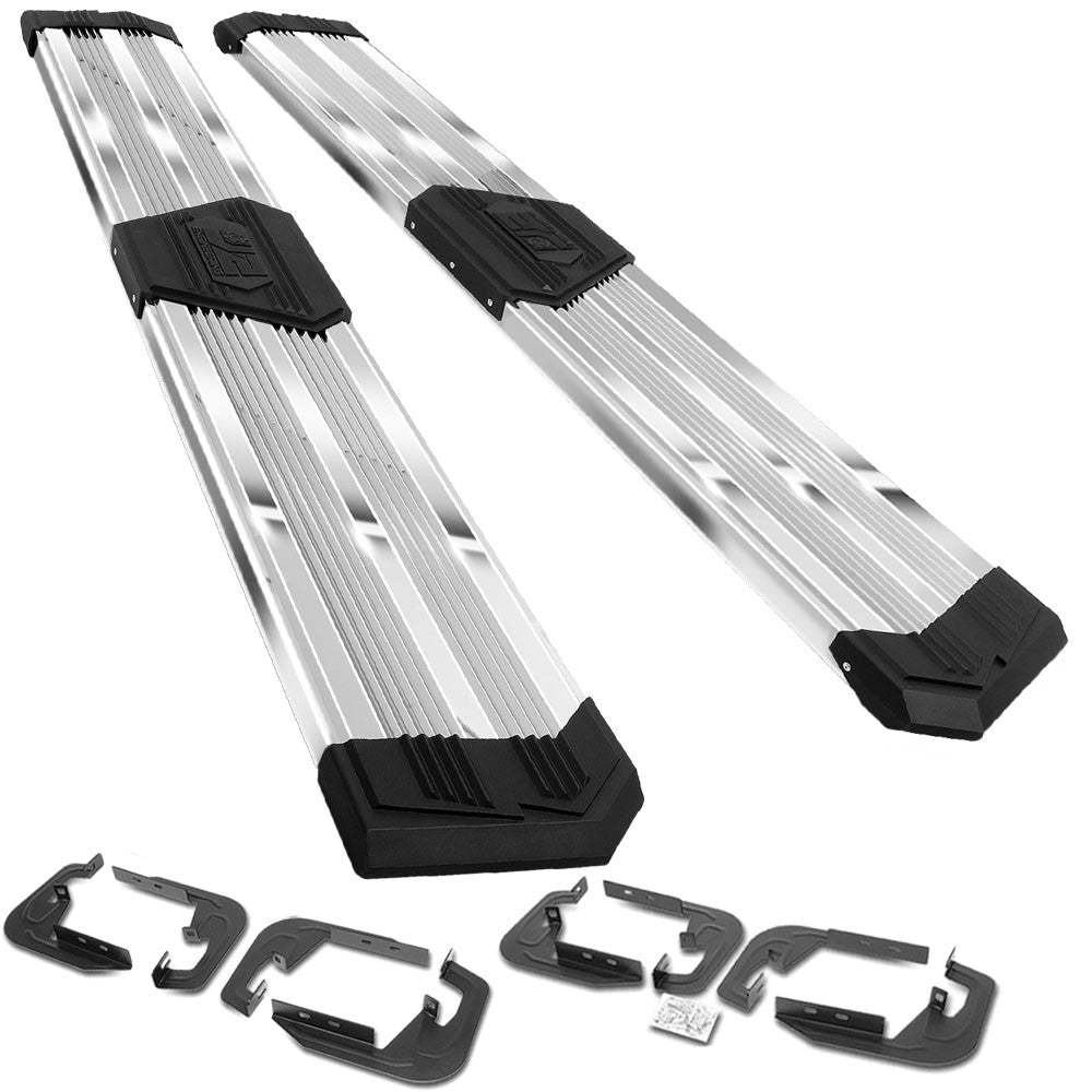 Metal J2 Wide Pleated Running Board Nerf Bar 07-18 Silverado 1500 Crew Cab J2-STEPB-ZTL-8259-SS