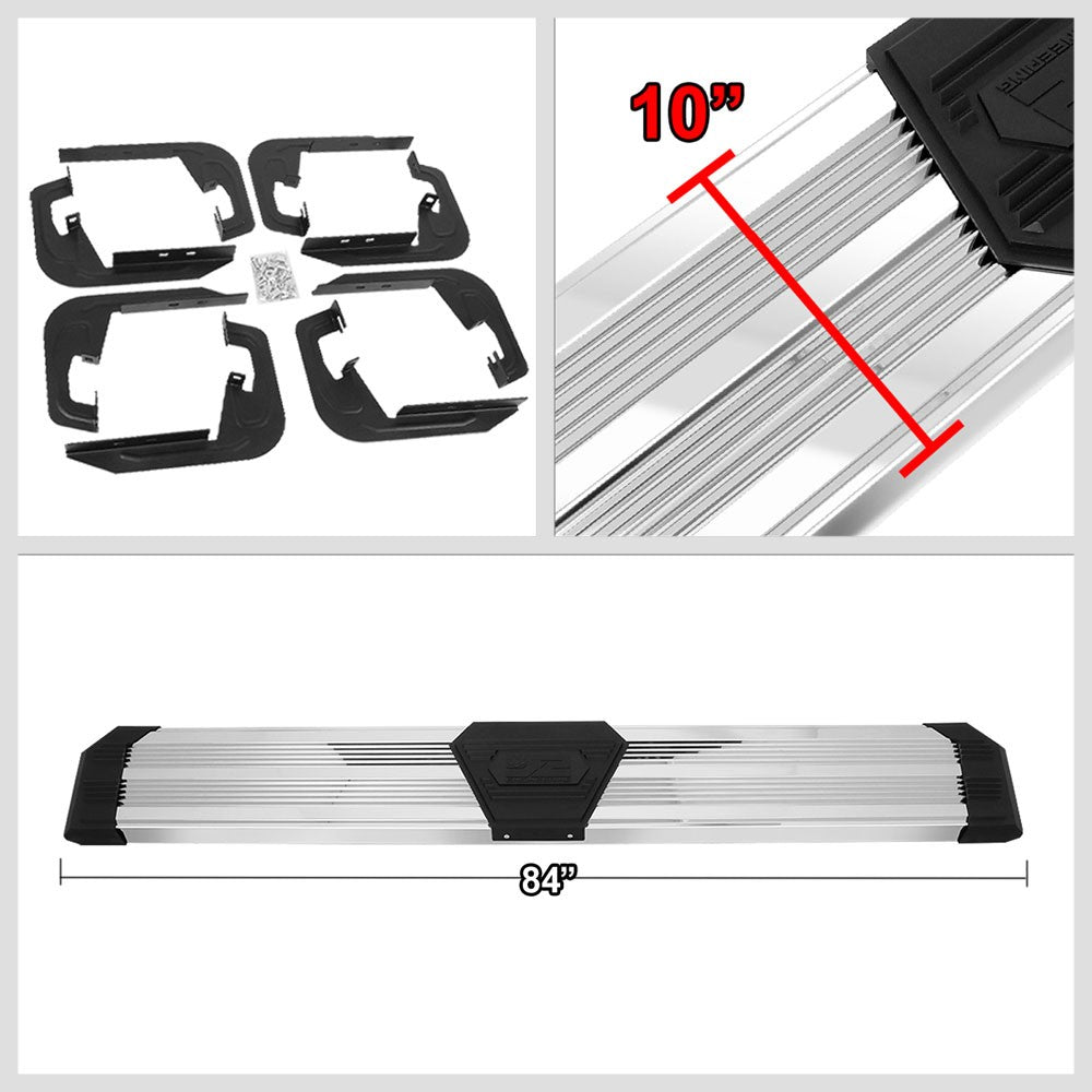 Metal J2 Wide Pleated Running Board Nerf Bar 07-18 Silverado 1500 Crew Cab J2-STEPB-ZTL-8259-SS