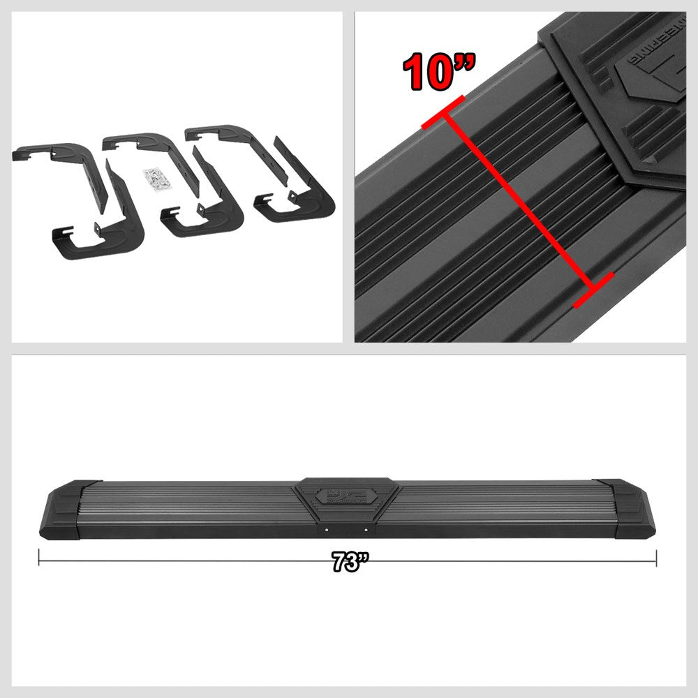 Black J2 Wide Pleated Running Board Nerf Bar 07-18 Sierra 1500 Extended Cab J2-STEPB-ZTL-8260-SSBK
