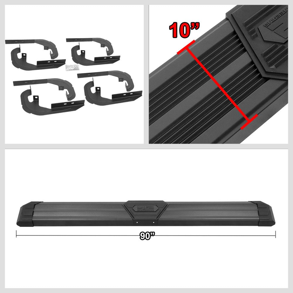 Black J2 Wide Pleated Running Board Nerf Bar 19+ Silverado/Sierra Crew Cab J2-STEPB-ZTL-8261-SSBK