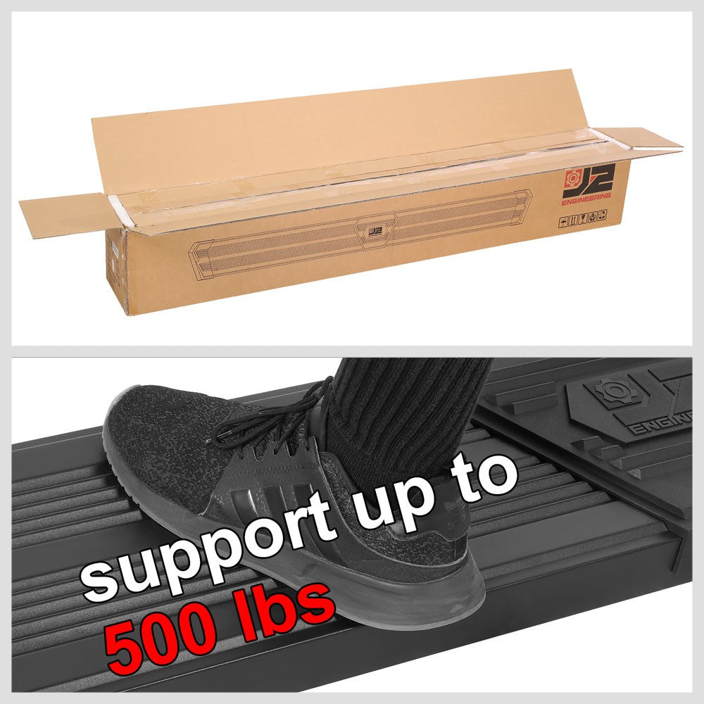 Black J2 Wide Pleated Running Board Nerf Bar 19+ Silverado/Sierra Crew Cab J2-STEPB-ZTL-8261-SSBK