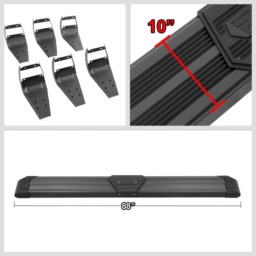 Black J2 Wide Pleated Running Board Nerf Bar 15+ F-150 P552 P702 Crew Cab J2-STEPB-ZTL-8262-SSBK
