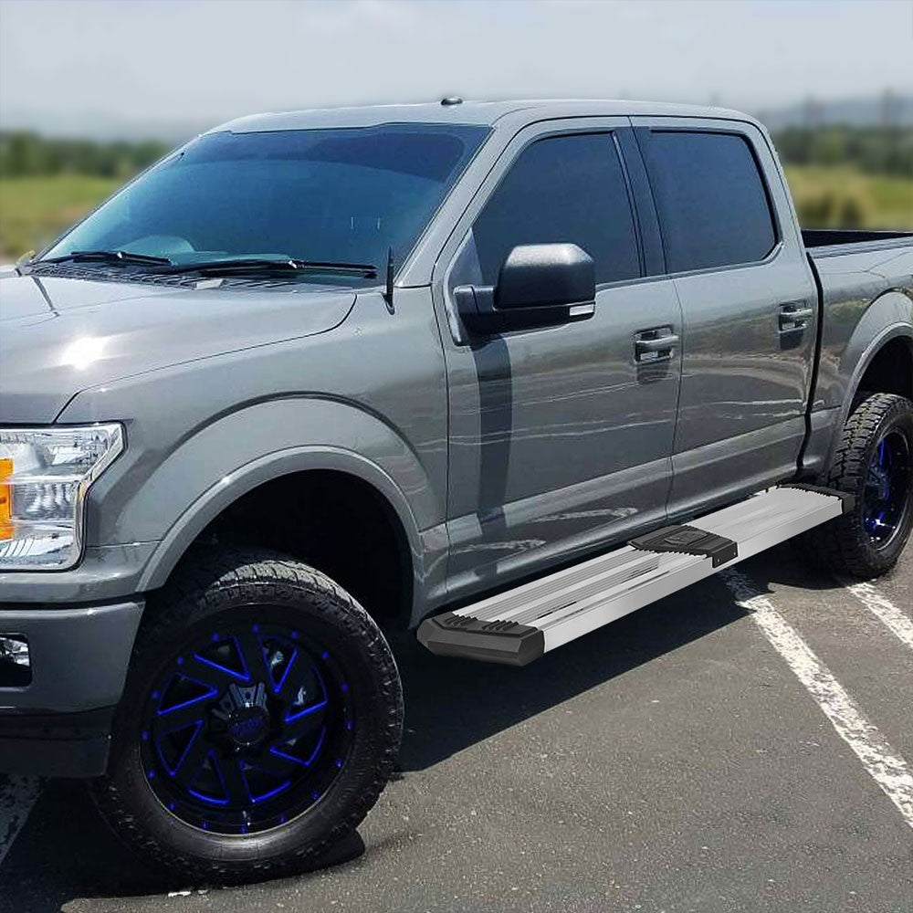 Metal J2 Wide Pleated Running Board Nerf Bar 15+ F-150 P552 P702 Crew Cab J2-STEPB-ZTL-8262-SS