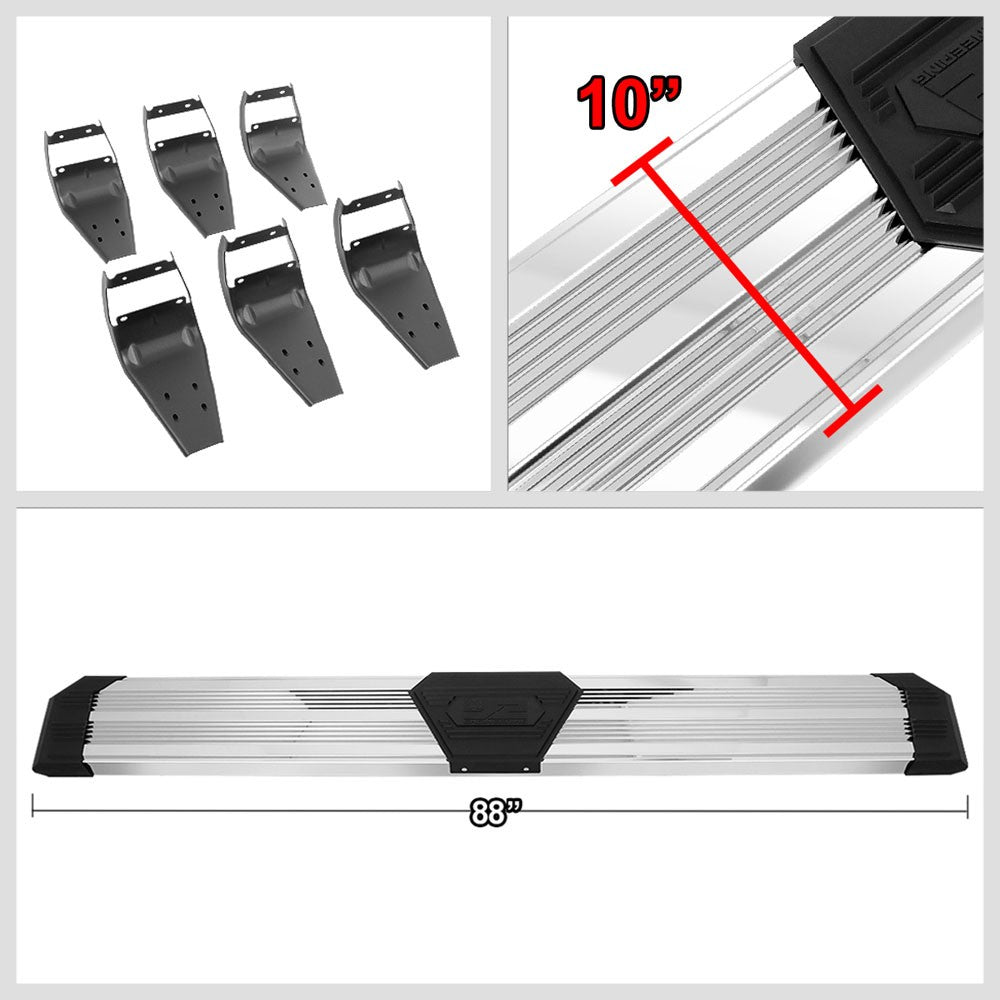 Metal J2 Wide Pleated Running Board Nerf Bar 15+ F-150 P552 P702 Crew Cab J2-STEPB-ZTL-8262-SS