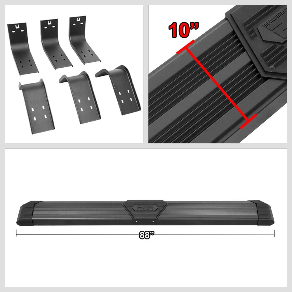 Black J2 Wide Pleated Running Board Nerf Bar 09-18 Ram/19+ Classic Crew Cab J2-STEPB-ZTL-8264-SSBK