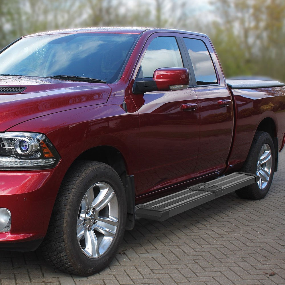 Black J2 Wide Pleated Running Board Nerf Bar 09-18 Ram 1500 Extended Cab J2-STEPB-ZTL-8265-SSBK