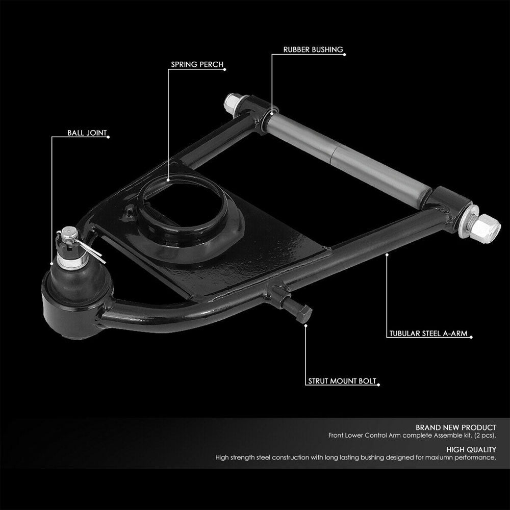 Black Steel Front Upper+Lower Control Arms Suspension Kit For 74-78 Mustang II
