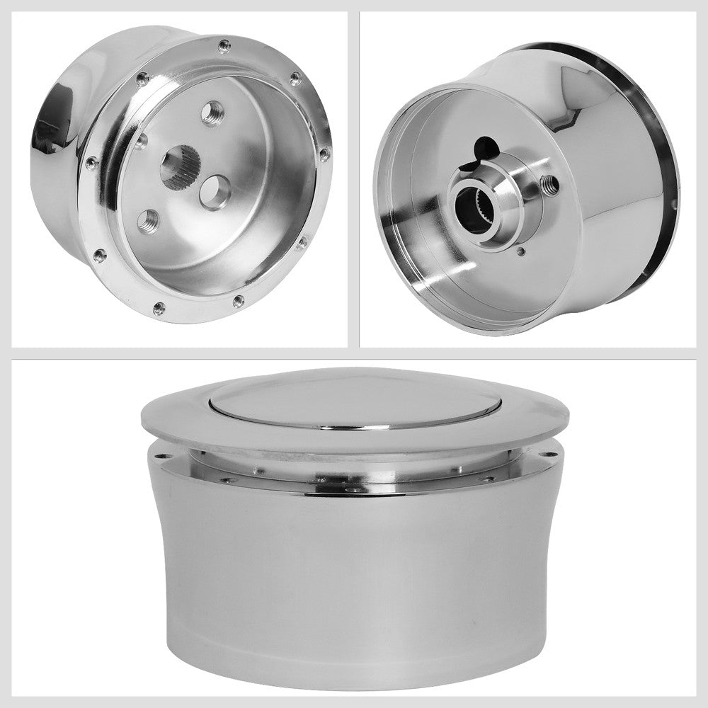 Chrome 9-Bolt Steering Column Wheel Hub Adapter Horn Button For 55-59 Chevy & GM