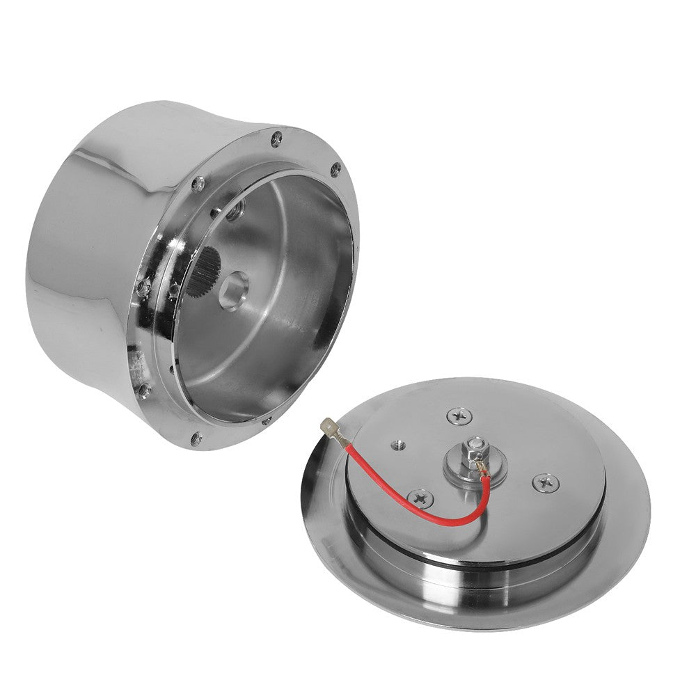 Chrome 9-Bolt Steering Column Wheel Hub Adapter Horn Button For 55-59 Chevy & GM