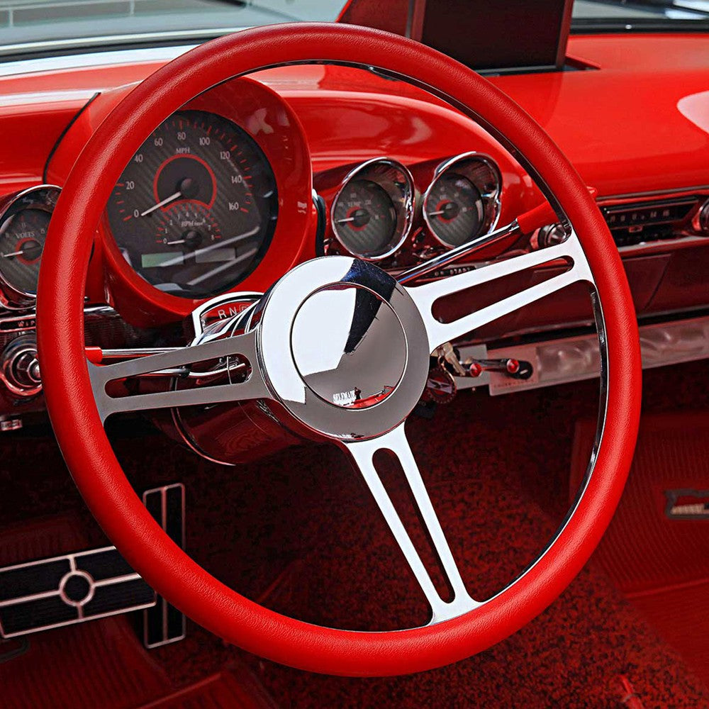 Chrome 9-Bolt Steering Column Wheel Hub Adapter Horn Button For 55-59 Chevy & GM