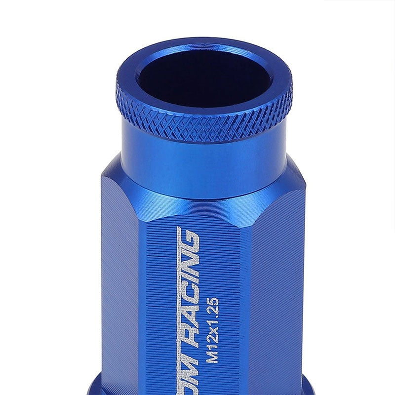 Blue Aluminum M12x1.25 50mm Tall Open Knurl End Acorn Tuner 20x Conical Lug Nuts-Accessories-BuildFastCar