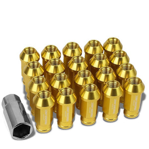 Gold Aluminum M12x1.25 50mm Tall Open Knurl End Acorn Tuner 20x Conical Lug Nuts-Accessories-BuildFastCar