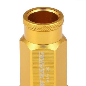 Gold Aluminum M12x1.25 50mm Tall Open Knurl End Acorn Tuner 20x Conical Lug Nuts-Accessories-BuildFastCar