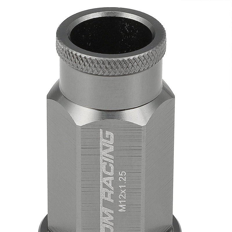 Gunmetal Aluminum M12x1.25 50mm Tall Open Knurl Acorn Tuner 20x Conical Lug Nuts-Accessories-BuildFastCar