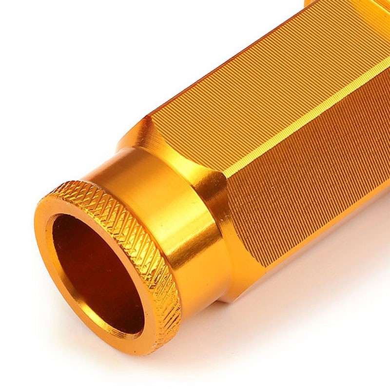 Orange Aluminum M12x1.25 50mm Tall Open Knurl Acorn Tuner 20x Conical Lug Nuts-Accessories-BuildFastCar