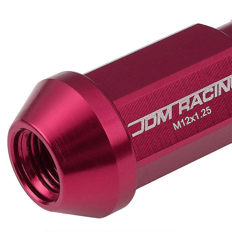 Pink Aluminum M12x1.25 50mm Tall Open Knurl End Acorn Tuner 20x Conical Lug Nuts-Accessories-BuildFastCar