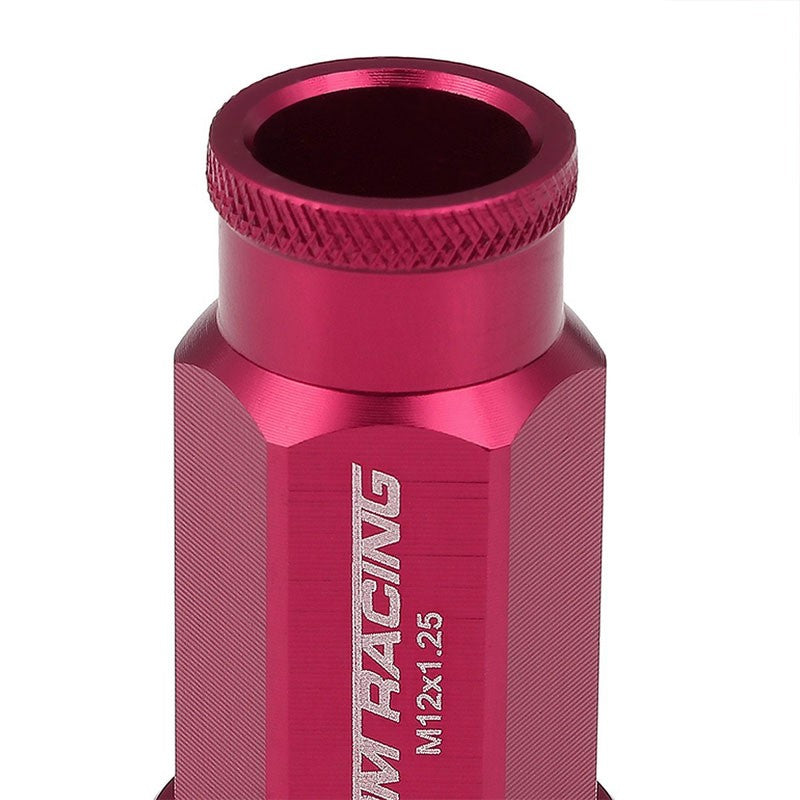 Pink Aluminum M12x1.25 50mm Tall Open Knurl End Acorn Tuner 20x Conical Lug Nuts-Accessories-BuildFastCar