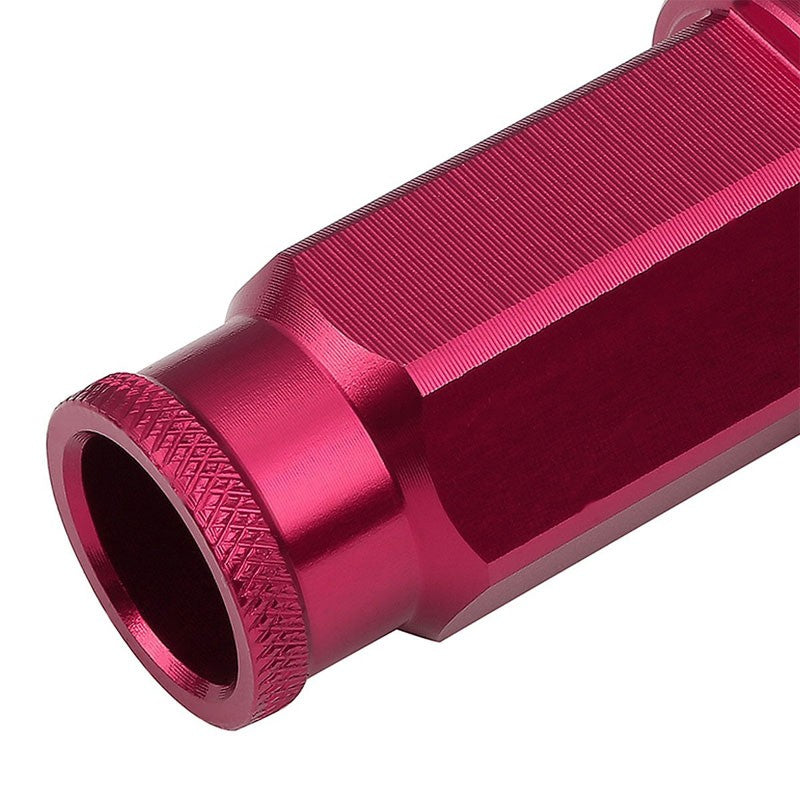 Pink Aluminum M12x1.25 50mm Tall Open Knurl End Acorn Tuner 20x Conical Lug Nuts-Accessories-BuildFastCar