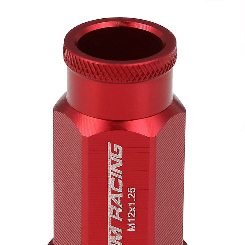 Red Aluminum M12x1.25 50mm Tall Open Knurl End Acorn Tuner 20x Conical Lug Nuts-Accessories-BuildFastCar