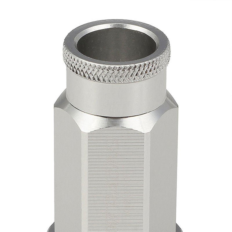 Silver Aluminum M12x1.25 50mm Tall Open Knurl Acorn Tuner 20x Conical Lug Nuts-Accessories-BuildFastCar