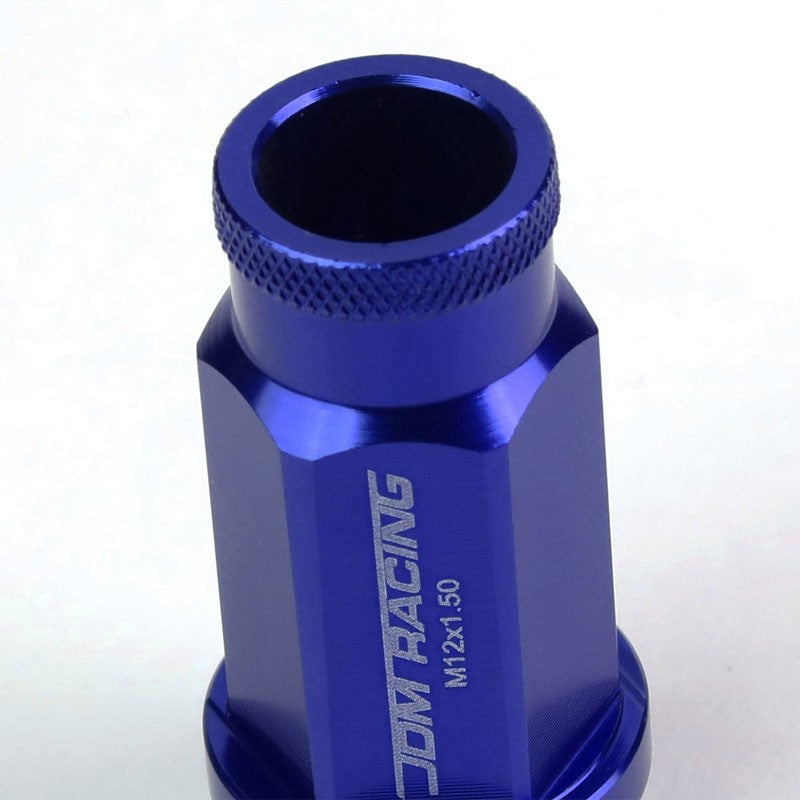 Blue Aluminum M12x1.50 50mm Tall Open Knurl Acorn Tuner 20x Conical Lug Nuts-Accessories-BuildFastCar