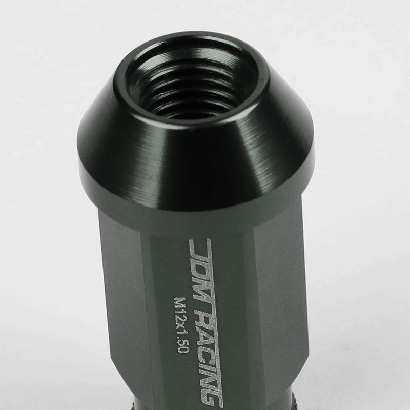 Gunmetal Aluminum M12x1.50 50mm Tall Open Knurl Acorn Tuner 20x Conical Lug Nuts-Accessories-BuildFastCar