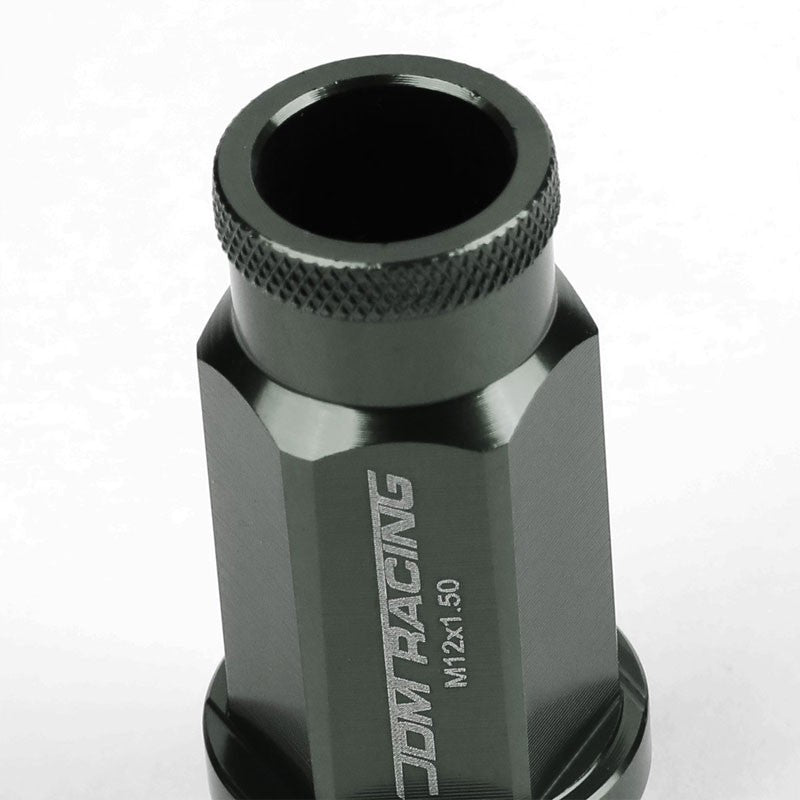 Gunmetal Aluminum M12x1.50 50mm Tall Open Knurl Acorn Tuner 20x Conical Lug Nuts-Accessories-BuildFastCar