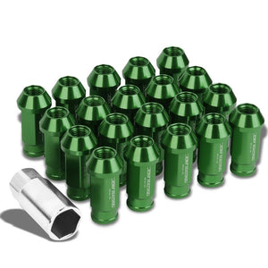 Green Aluminum M12x1.50 50mm Tall Open Knurl Acorn Tuner 20x Conical Lug Nuts-Accessories-BuildFastCar