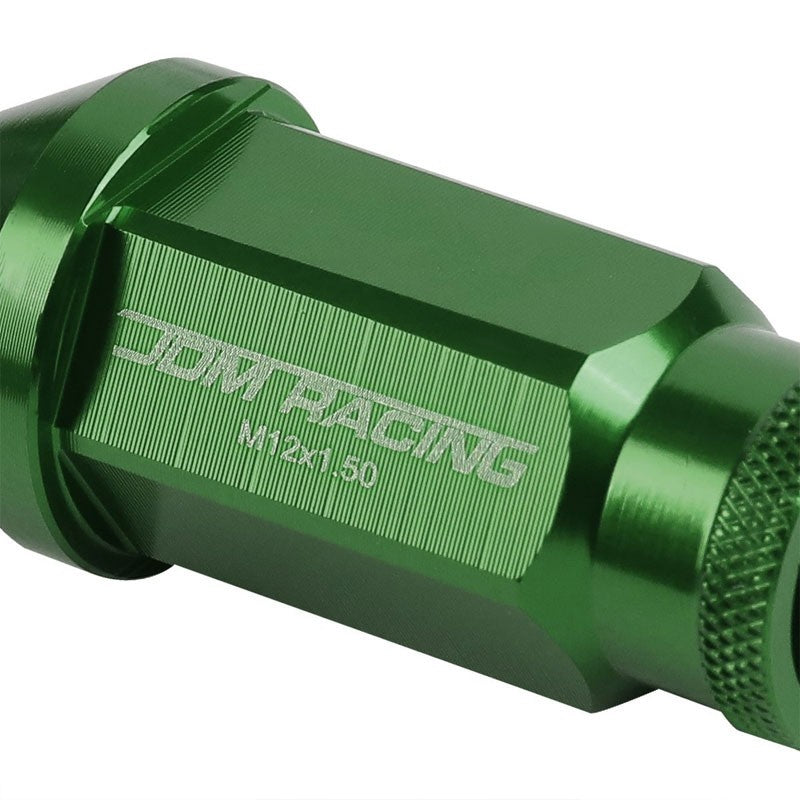 Green Aluminum M12x1.50 50mm Tall Open Knurl Acorn Tuner 20x Conical Lug Nuts-Accessories-BuildFastCar